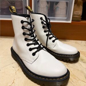 Dr. Martens White Combat Boots with Black Laces